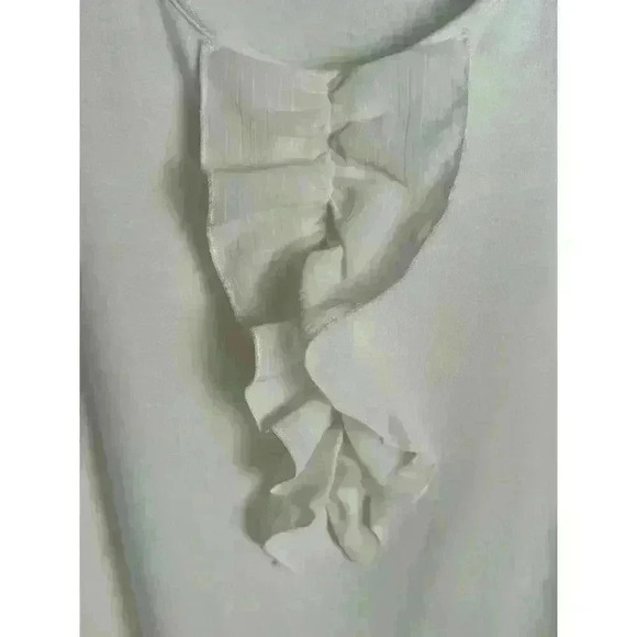 NWT Tahari Knit Jersey Sleeveless Tank Top With Ruffle Antique White Size XL New - Picture 5 of 7